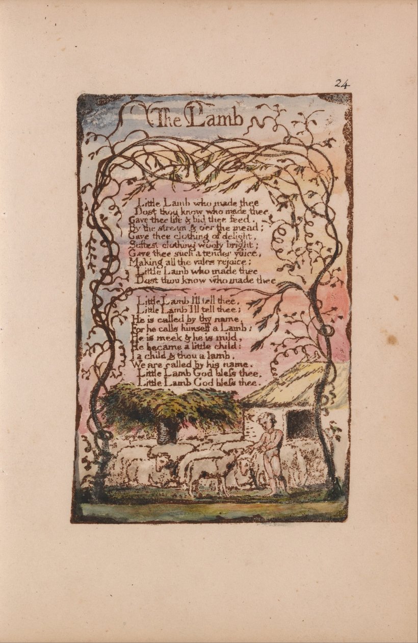 Songs of Innocence and of Experience, Plate 24, The Lamb (Bentley 8) by William Blake