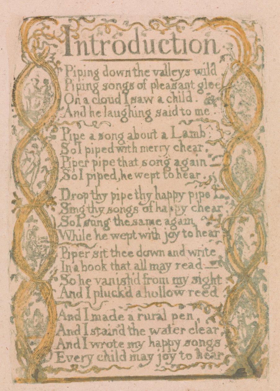 Songs of Innocence and of Experience, Plate 3, "Introduction" (Bentley 4) by William Blake