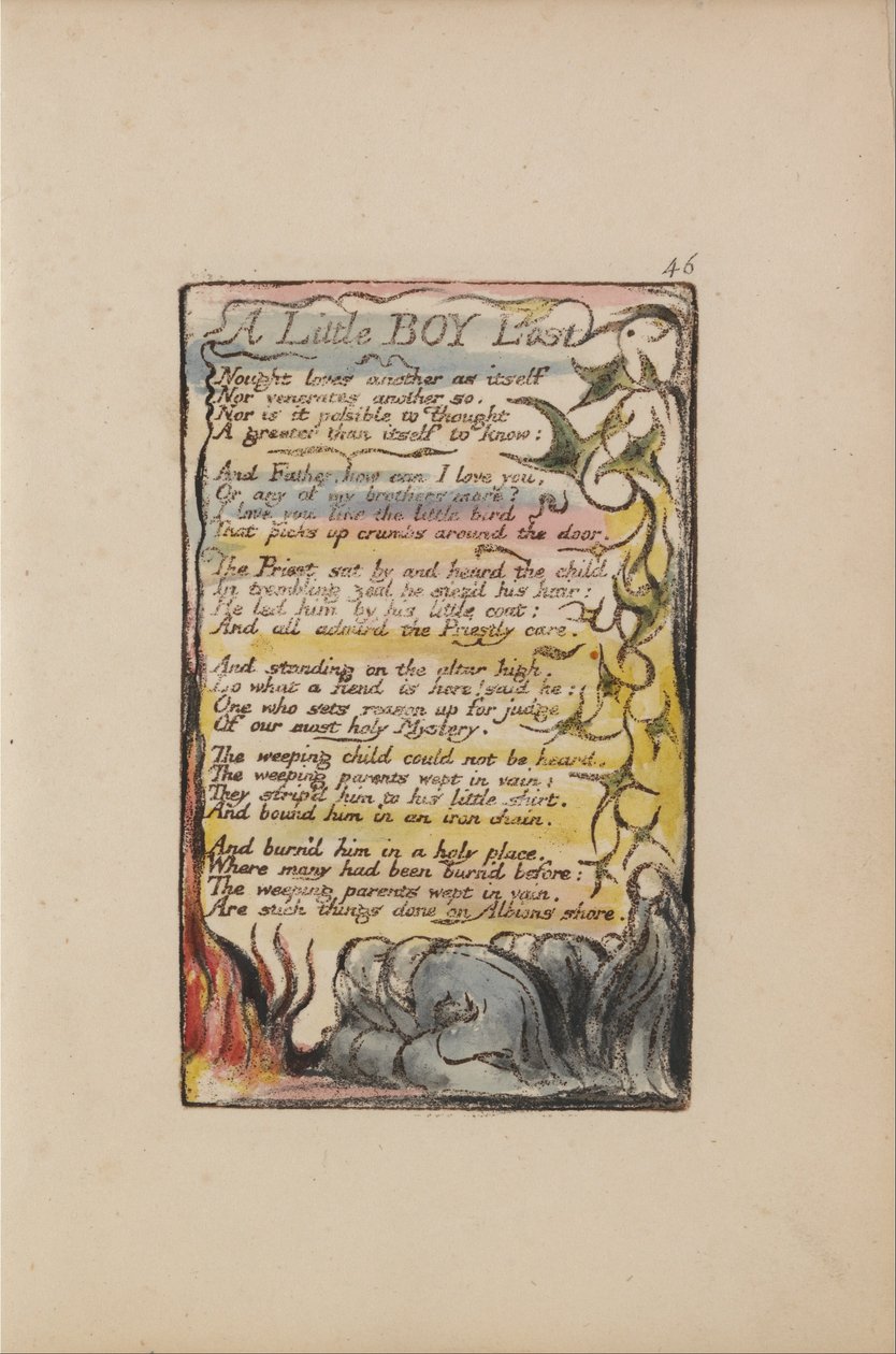 Songs of Innocence and of Experience, Plate 46, A Little Boy Lost (Bentley 50) by William Blake