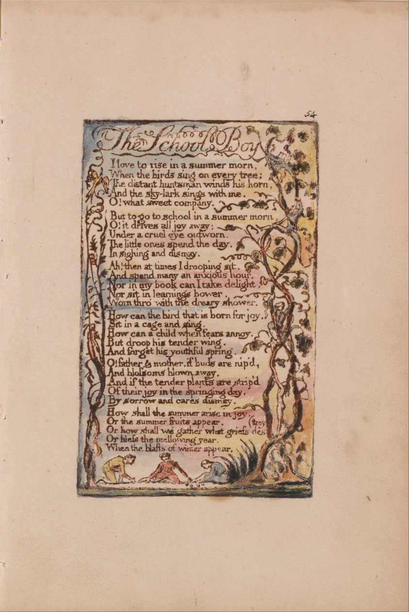 Songs of Innocence and of Experience, Plate 54, The School Boy (Bentley 53) by William Blake
