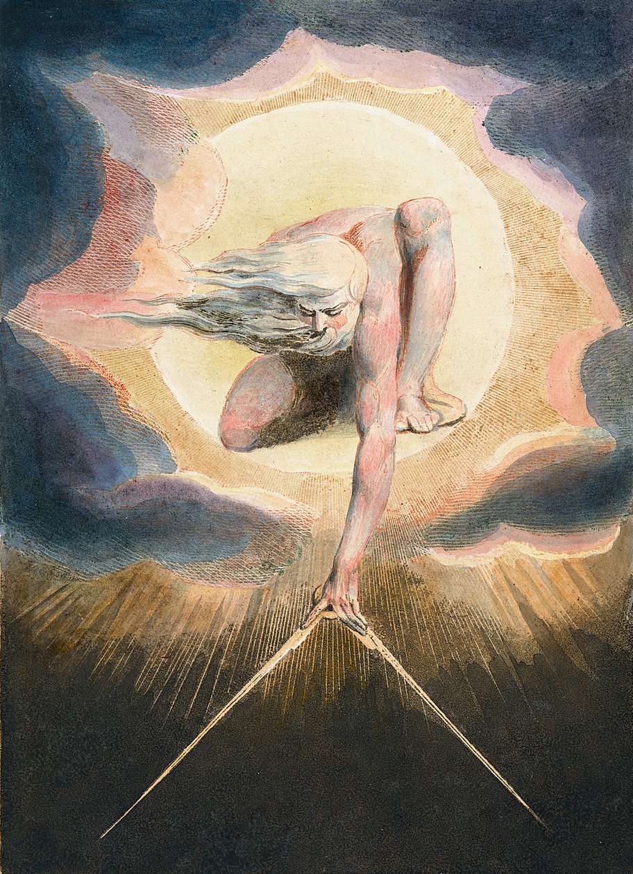 The Ancient of Days - Urizen measuring the material world (Illustration of the frontispiece of the book 