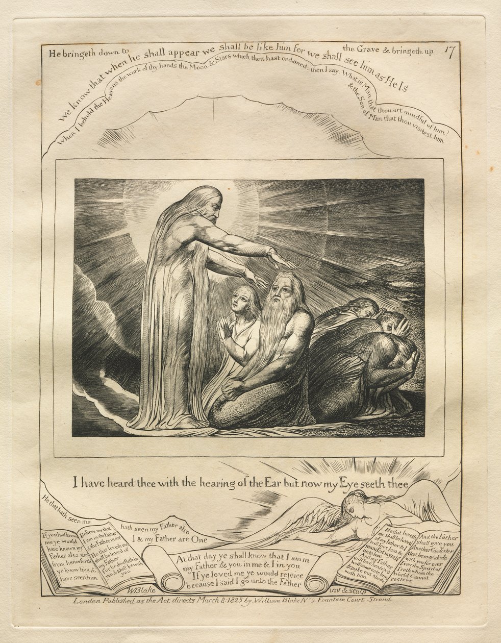 The Book of Job: Pl. 17, I have heard thee with the hearing of the Ear but now my Eye seeth thee by William Blake