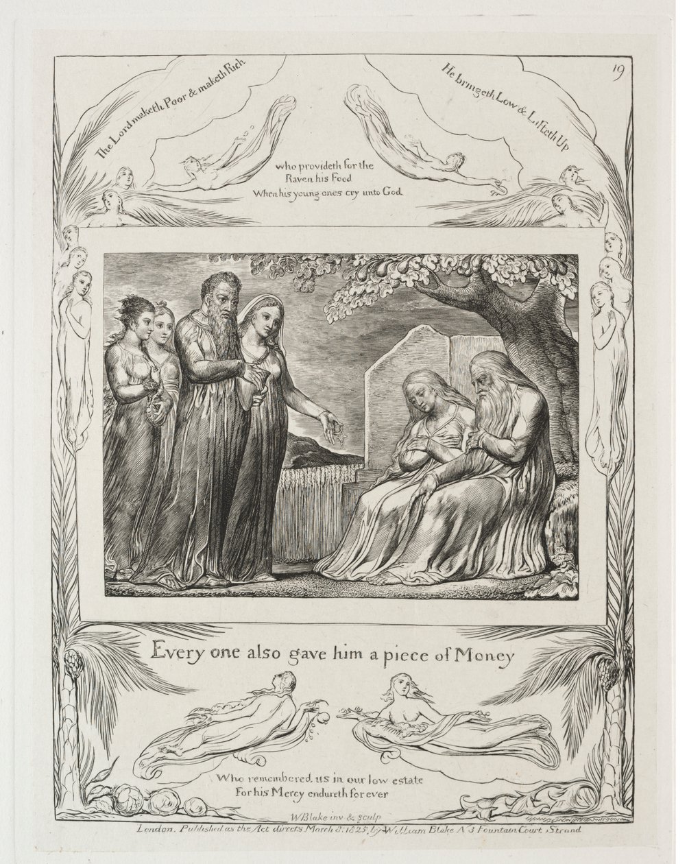 The Book of Job: Pl. 19, Every one also gave him a piece of money by William Blake