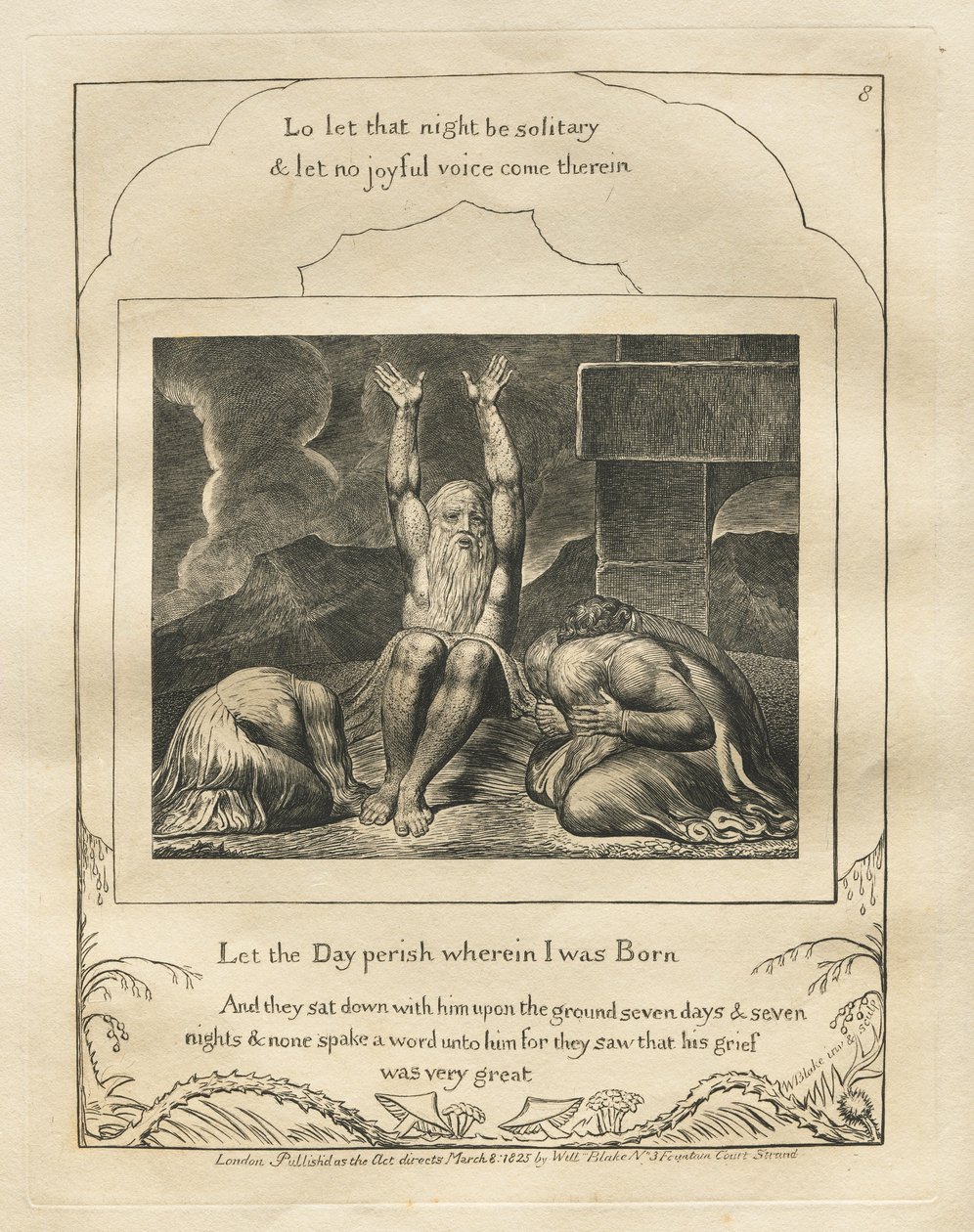 The Book of Job: Pl. 8, Let the Day perish wherein I was Born by William Blake