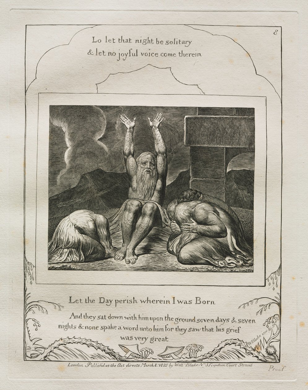 The Book of Job: Pl. 8, Let the Day perish wherein I was Born by William Blake