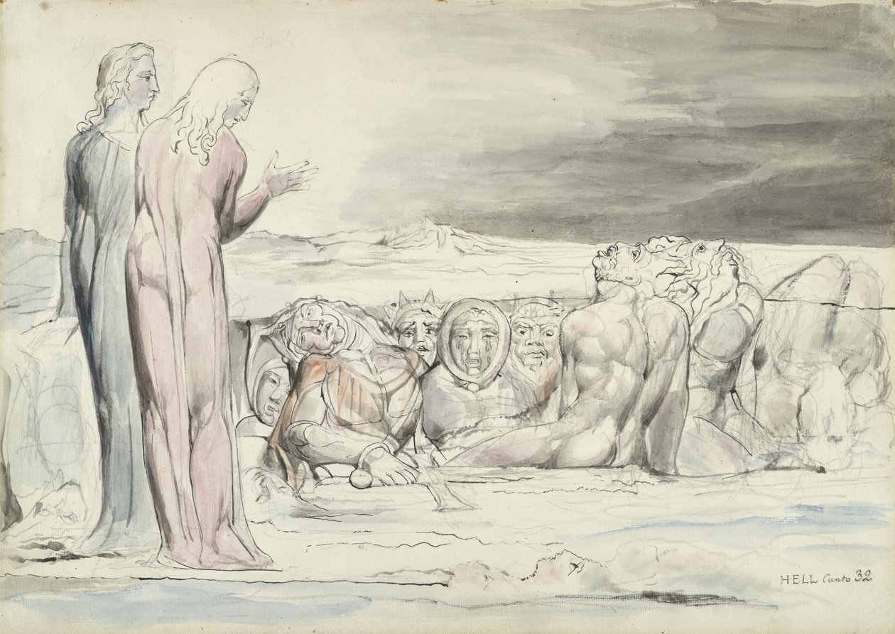 The Circle of Traitors: Alberti Brothers, illustration to the Divine Comedy by Dante Alighieri, 1824-27 by William Blake