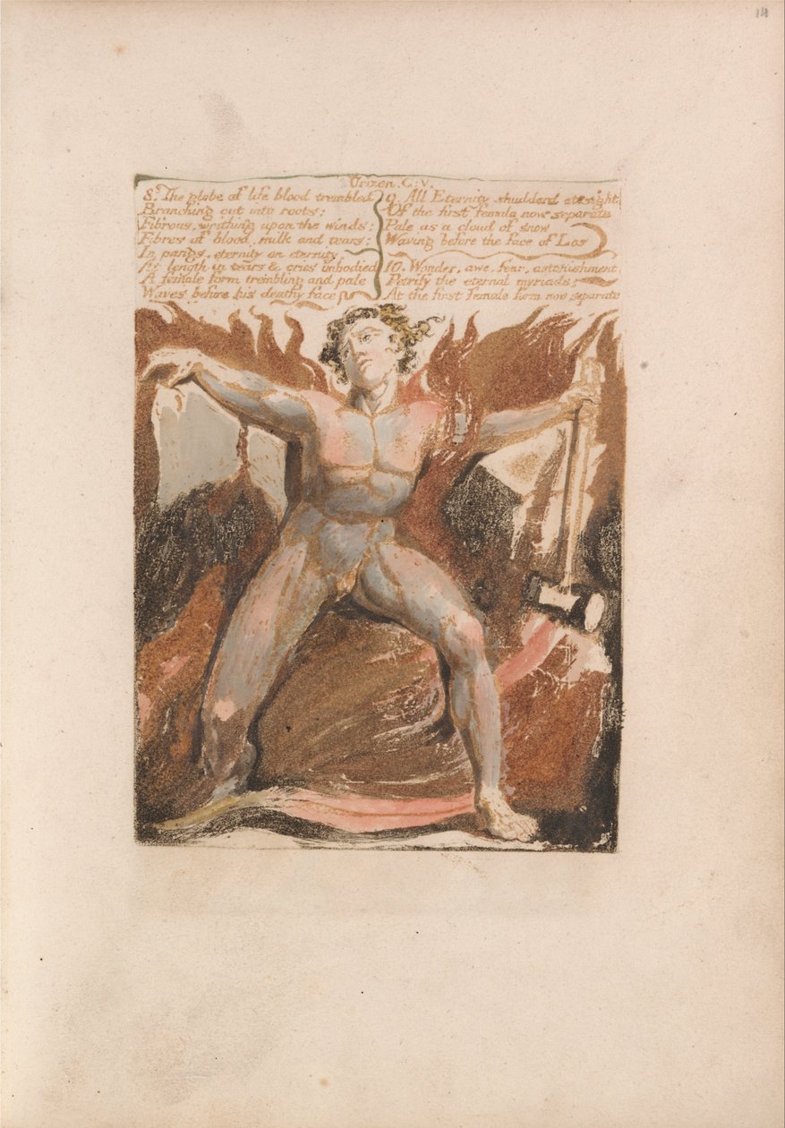 The First Book of Urizen, Plate 17, 8. The Globe of Life Blood Trembled.... (Bentley 18) by William Blake