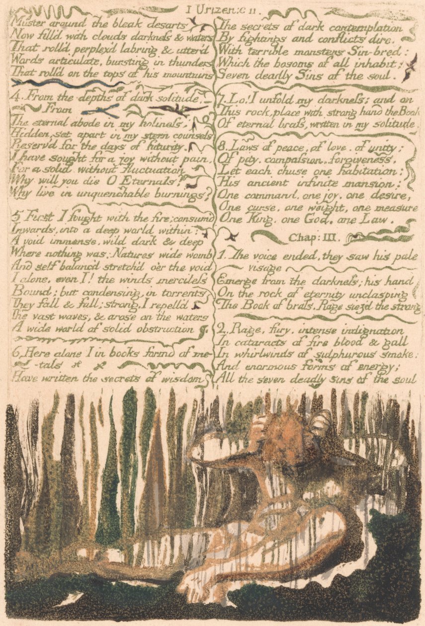 The First Book of Urizen, Plate 4, "Muster around the bleak desarts . . . ." (Bentley 4) by William Blake