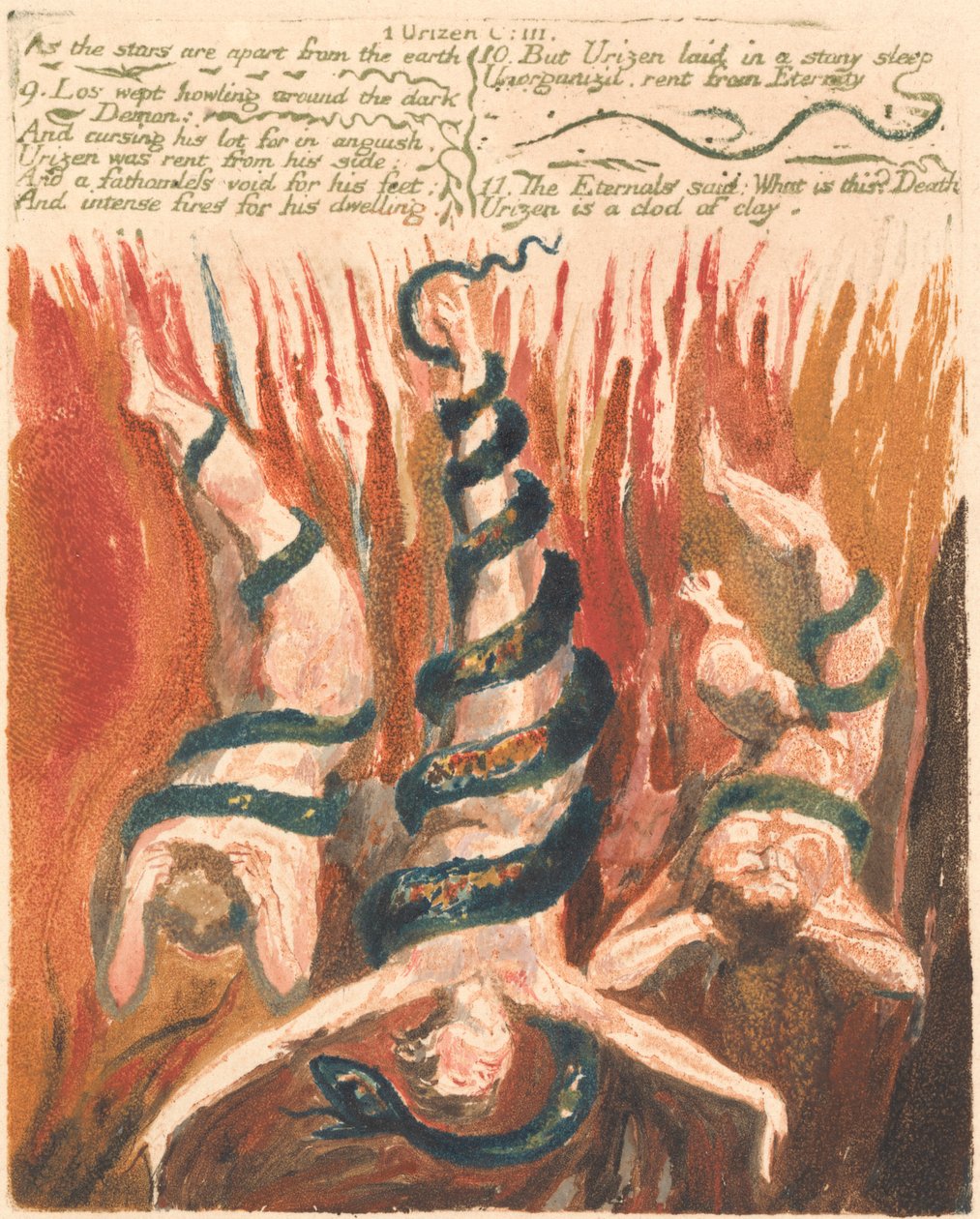 The First Book of Urizen, Plate 7, "As the Stars are Apart from the Earth..." (Bentley 6) by William Blake