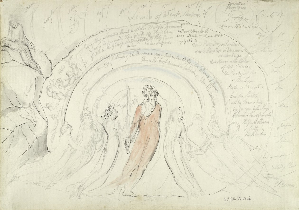 The Shades of Homer and other Poets of Antiquity, illustration to the Divine Comedy by Dante Alighieri, 1824-27 by William Blake