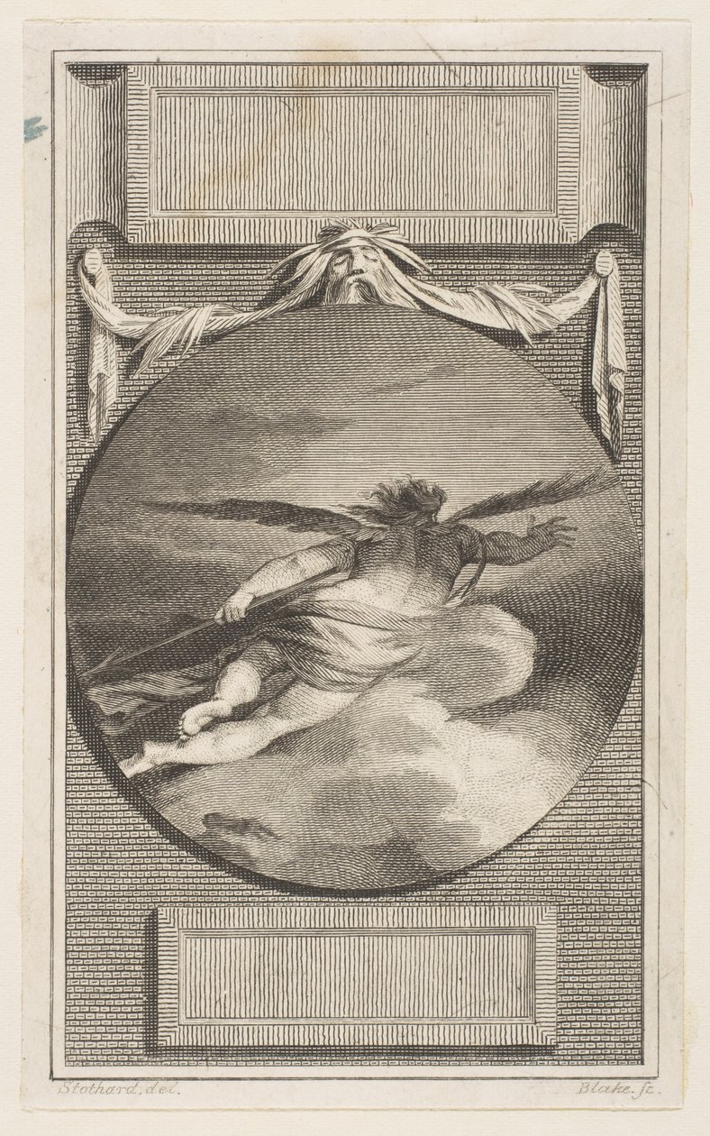 Winged Figure Flying Through Clouds, ca. 1780-87 by William Blake