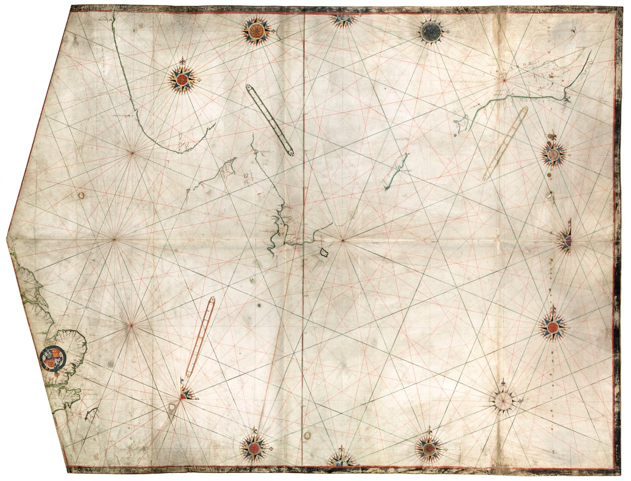 Portulan Chart Constructed by William Borough Showing the Sea Area of the North Sea and Baltic, from the East Coast of England to the Head of the Gulf of Sweden, c.1580 by William Borough