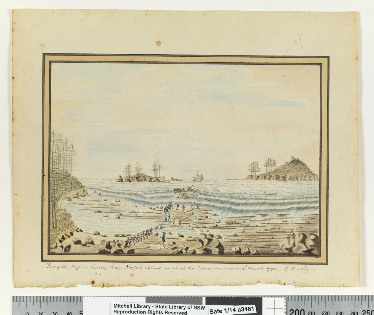 Part of the Reef in Sydney Bay, Norfolk Island, on which the Sirius was wrecked, March 19 1790 by William Bradley