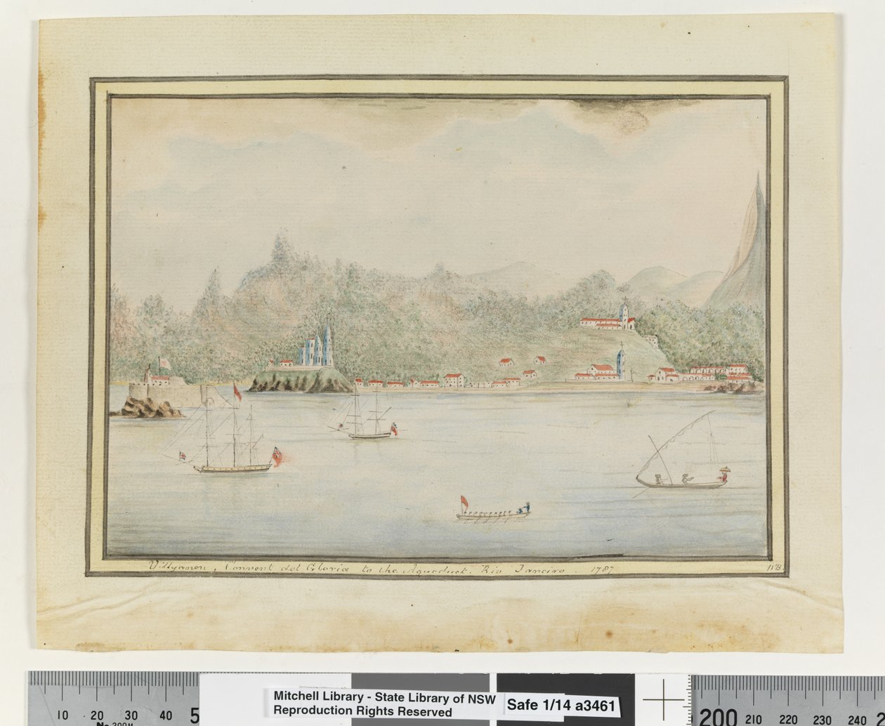Villyanon, Convent del Gloria to the Aqueduct. Rio Janeiro 1787 by William Bradley