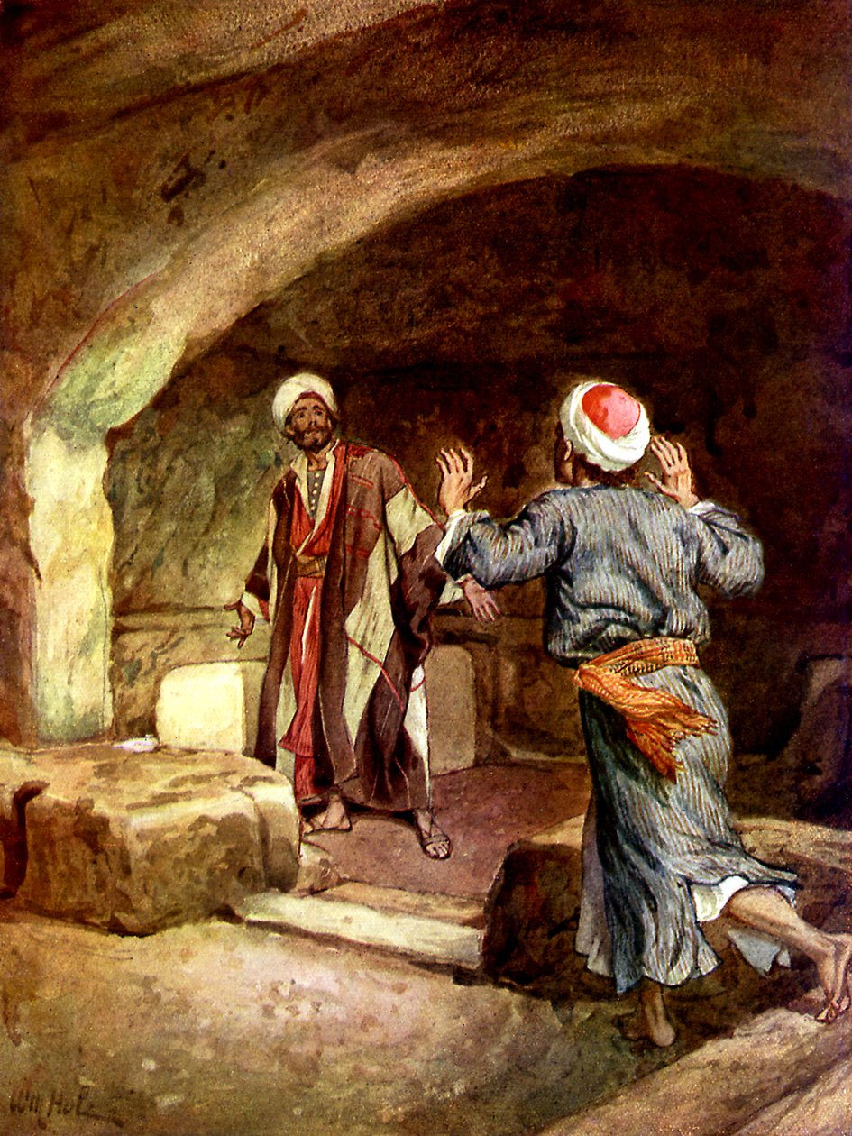 Peter and John hurry to the empty tomb by William Brassey Hole