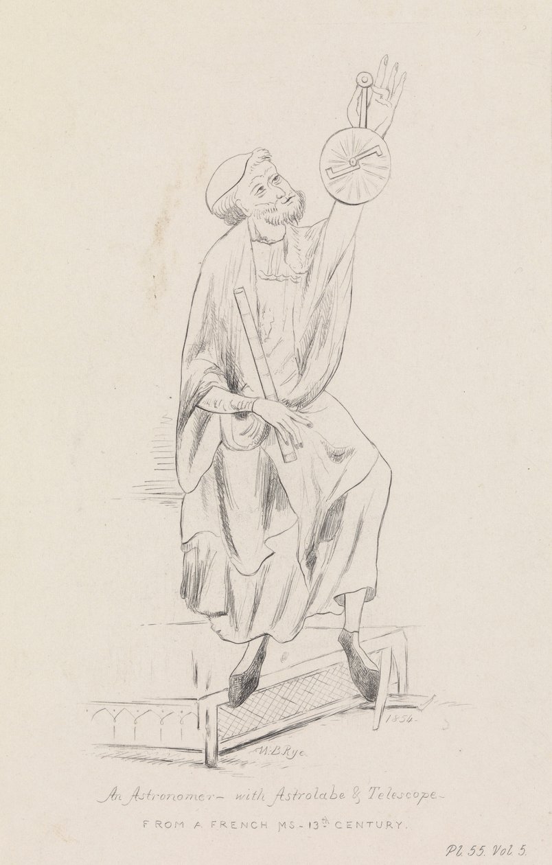 An astronomer with astrolabe and a telescope by William Brenchley Rye