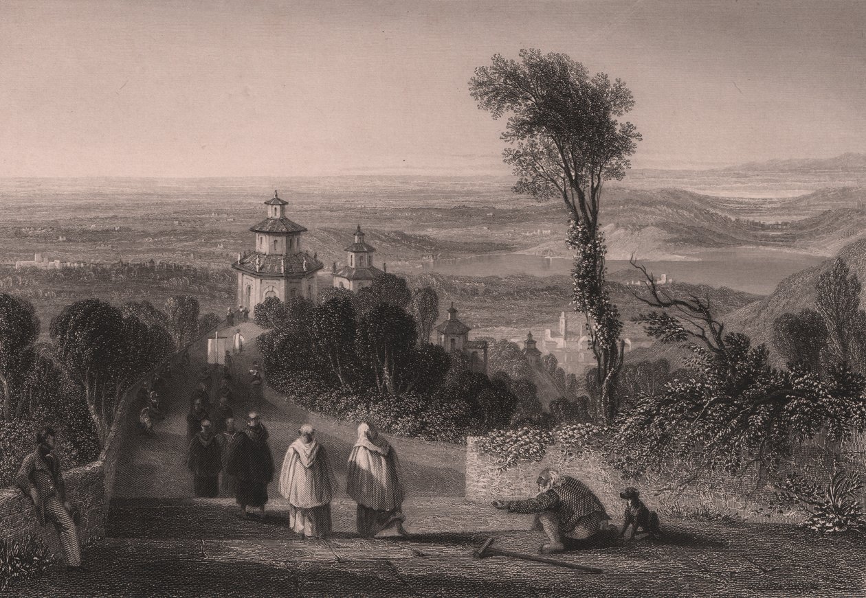 View from Sacro Monte in Varese, Lombardy, Italy, Steel Engraving by T Willmore from Drawing by William Brockedon by William Brockedon