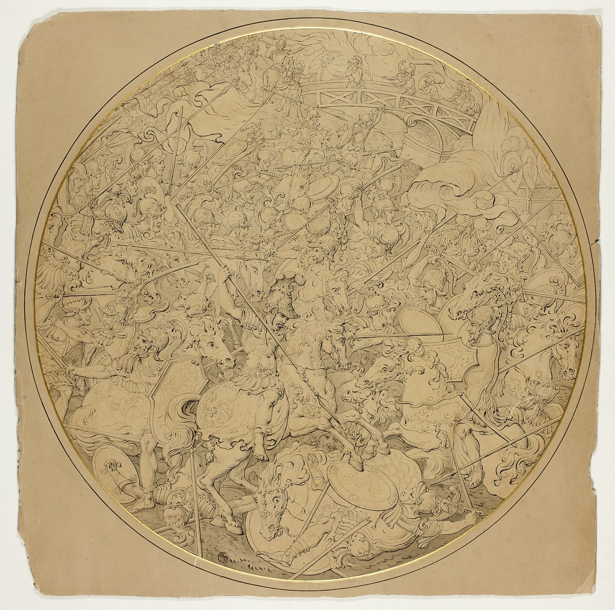 Ceremonial Shield with Stories of Marcus Curtius and Mutius Scaevola by William Burgess