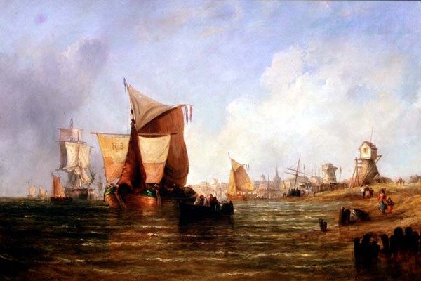 Shipping on the Dort, Holland by William Calcott Knell