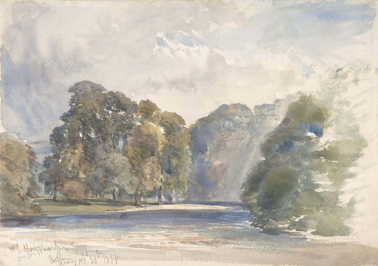 On the Wharfe, Bolton Abbey, September 30, 1858 by William Callow