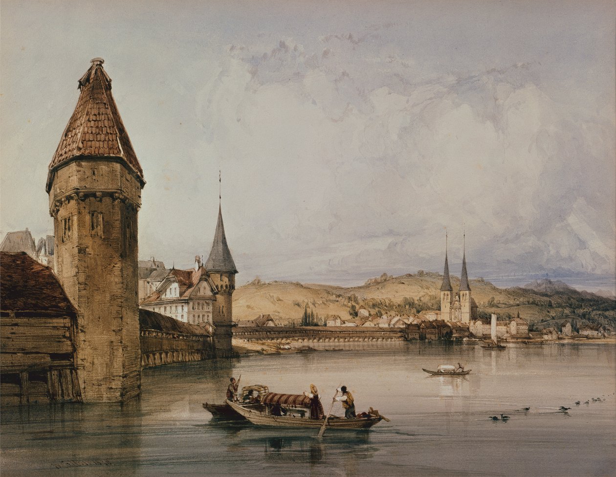 Town of Lucerne, on the Lake of Four Cantons by William Callow