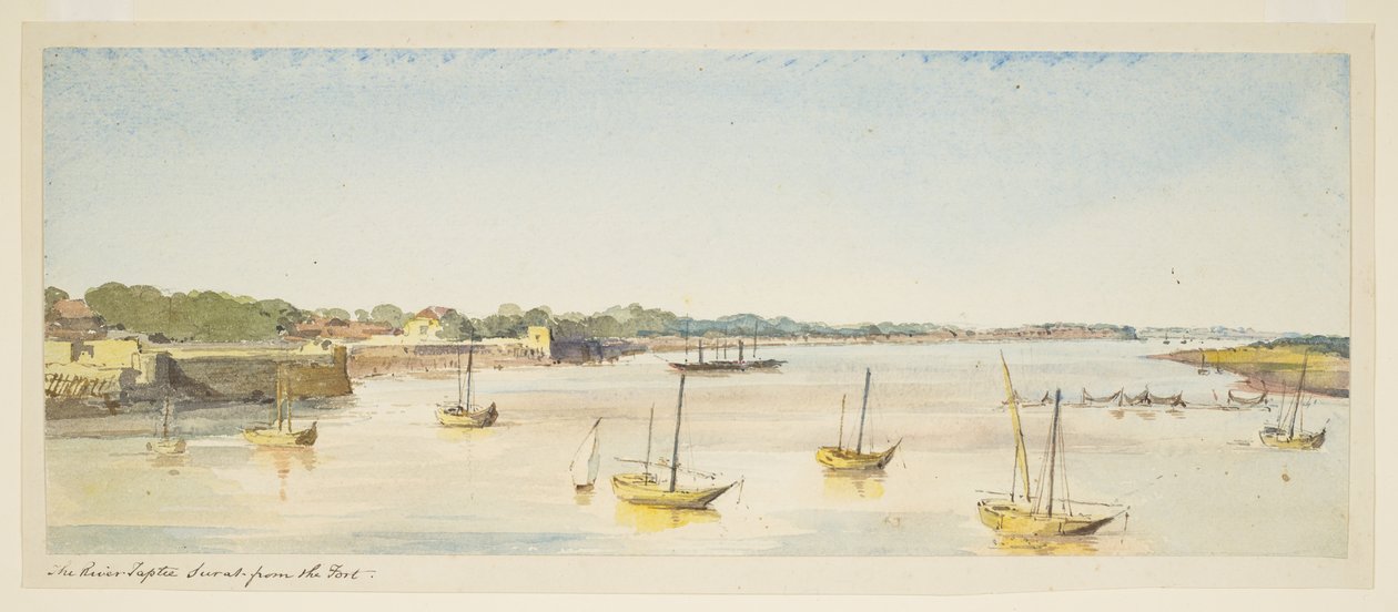 River Tapti, Surat from the fort (boats) by William Carpenter