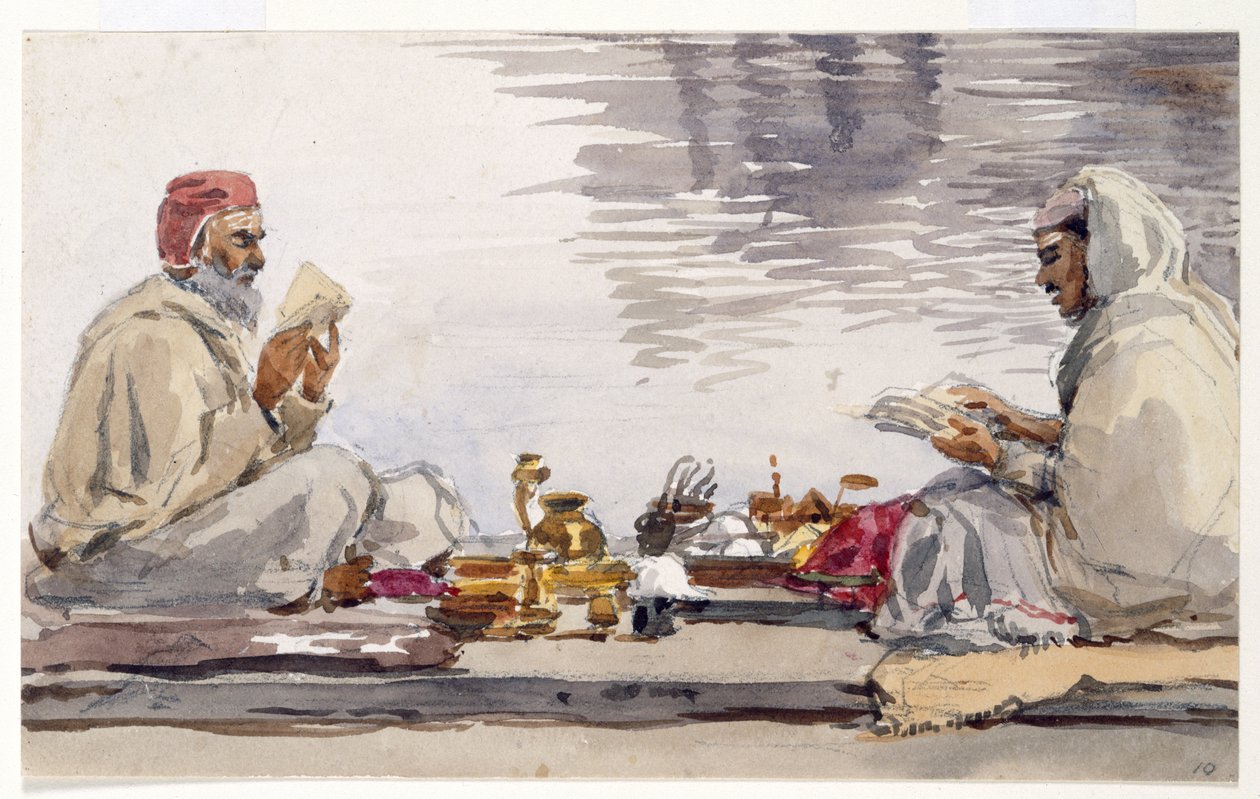 Two holy men reading the Granth Saheb, Umritsar by William Carpenter