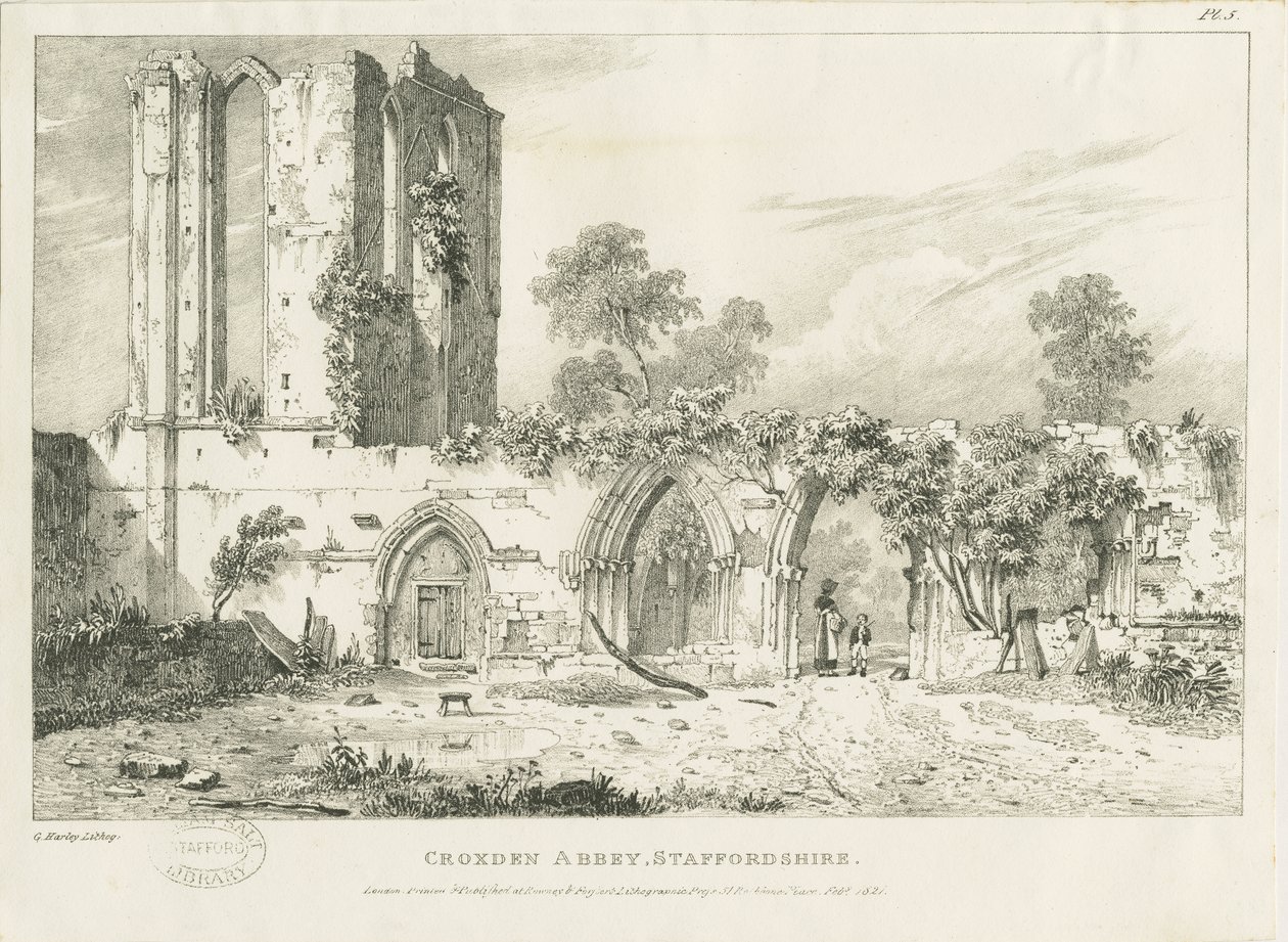 Croxden Abbey: Engraving by William Carter
