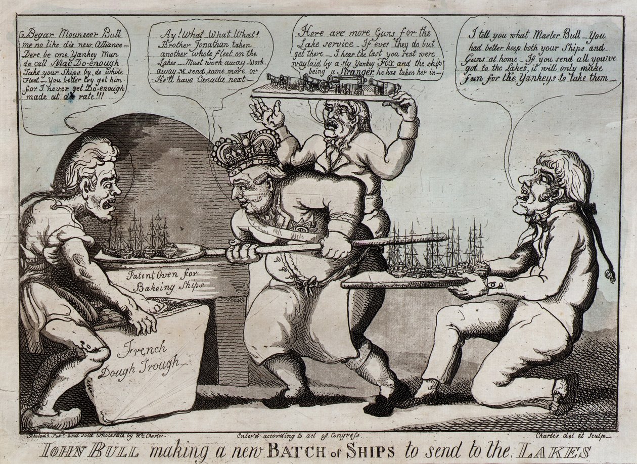 John Bull Making a New Batch of Ships to Send to the Lakes by William Charles