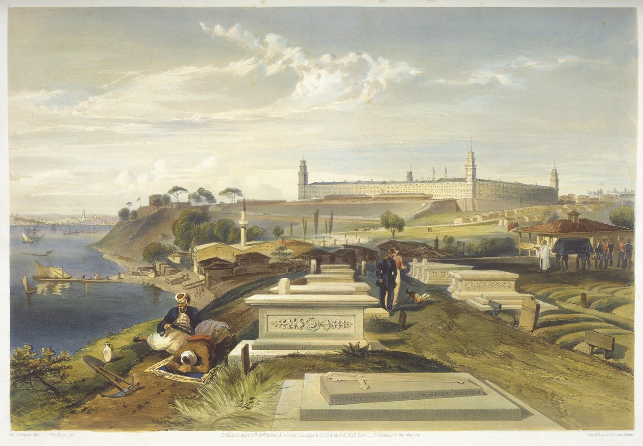 Hospital and Cemetery, Scutari, plate from 'The Seat of War in the East ...