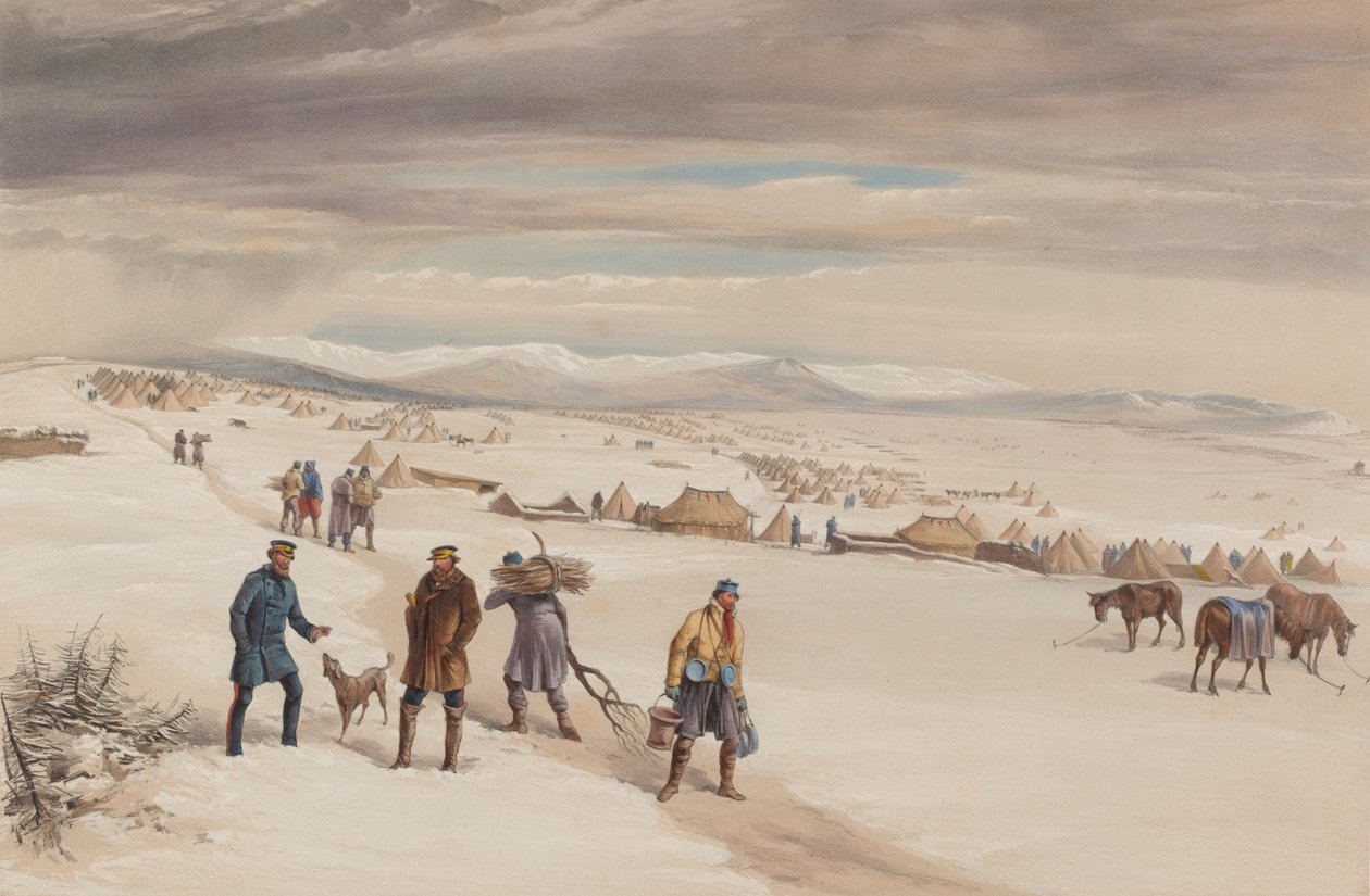 The Camp of the Second Division, Looking East. January 1855 by William Crimea Simpson
