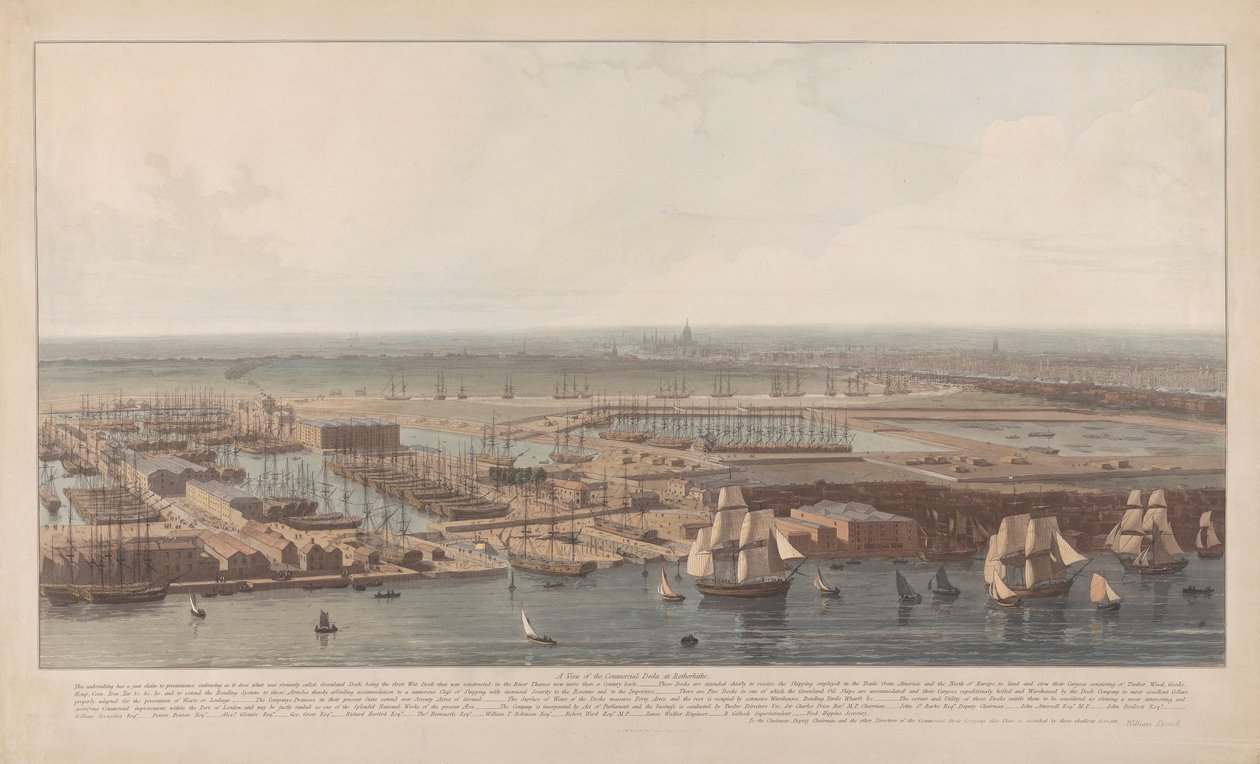 A View of the Commercial Docks at Rotherhithe by William Daniell