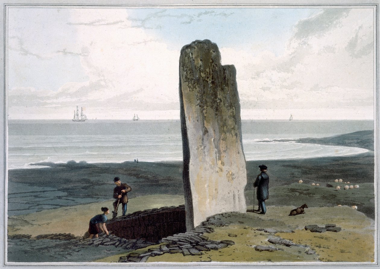 Druidical Stone at Strather near Barvas, Isle of Lewis, Hebrides, Scotland by William Daniell