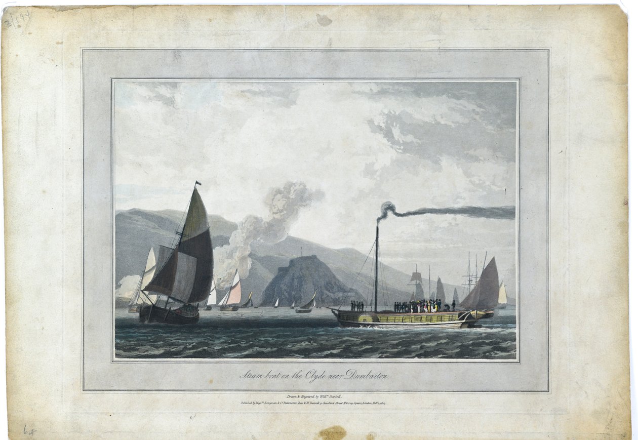 Steamboat on the Clyde near Dumbarton by William Daniell