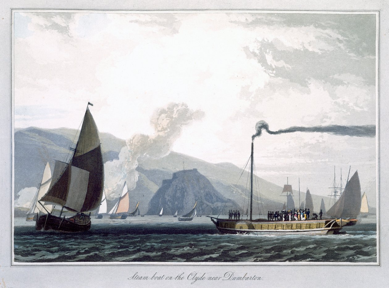 Steam Boat on the Clyde near Dumbarton, Scotland by William Daniell