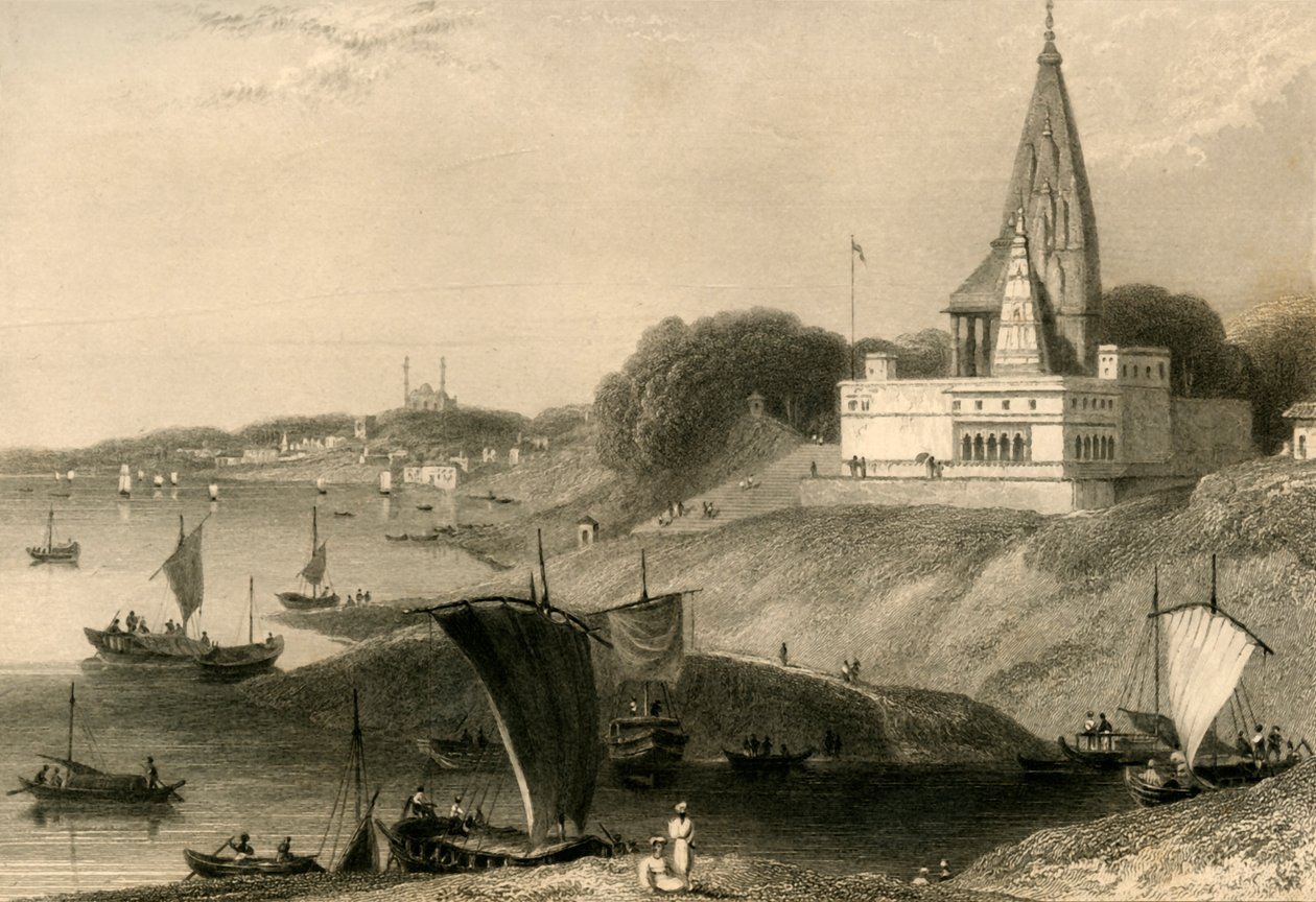 The Bernar Pagoda, Benares by William Daniell