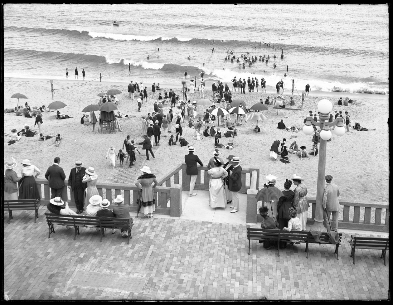 Beachgoers and bathers, Deal, New Jersey, July 1916 by William Davis Hassler