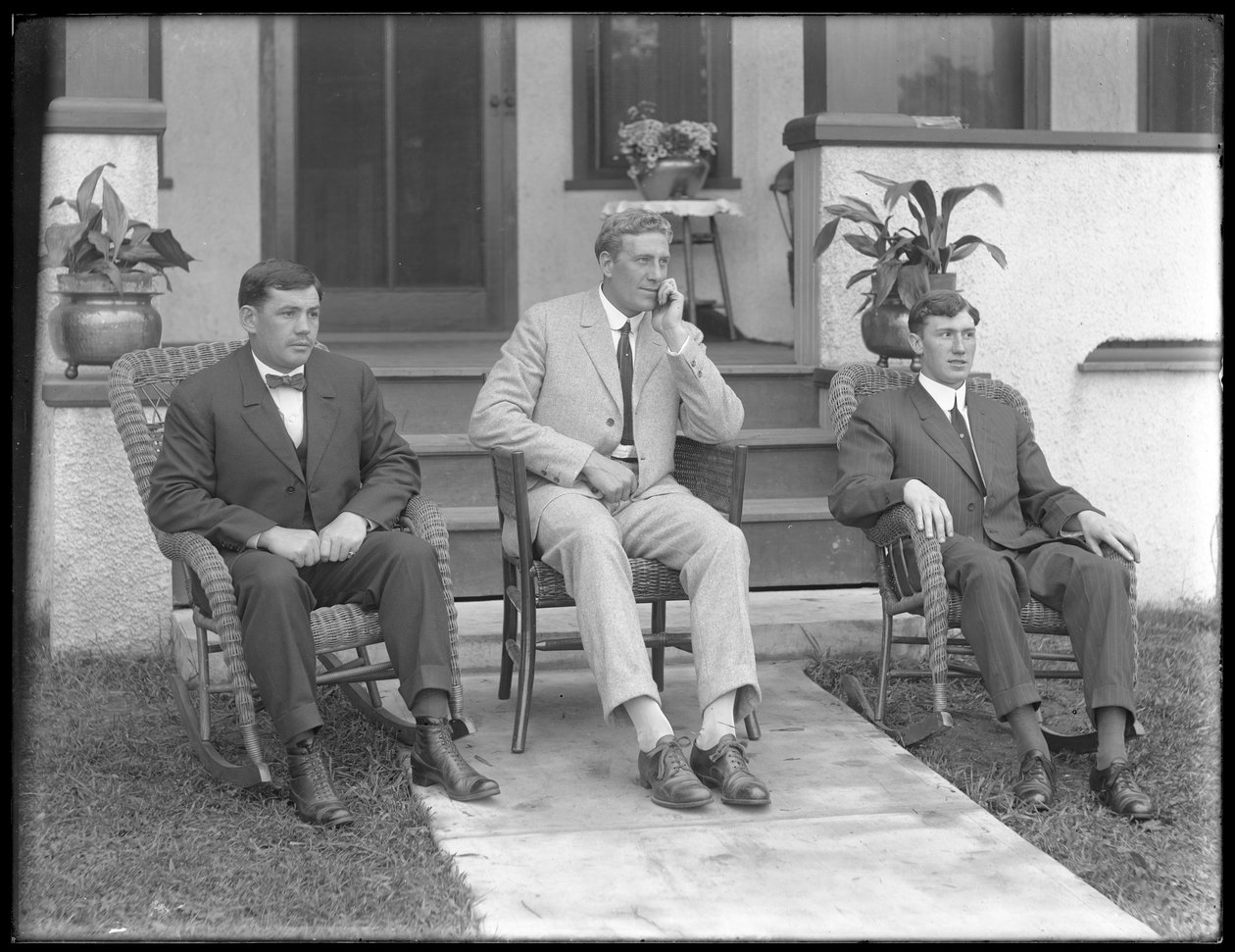 English boxer William Thomas Wells (Bombardier Billy Wells) and friends, c.1910 by William Davis Hassler