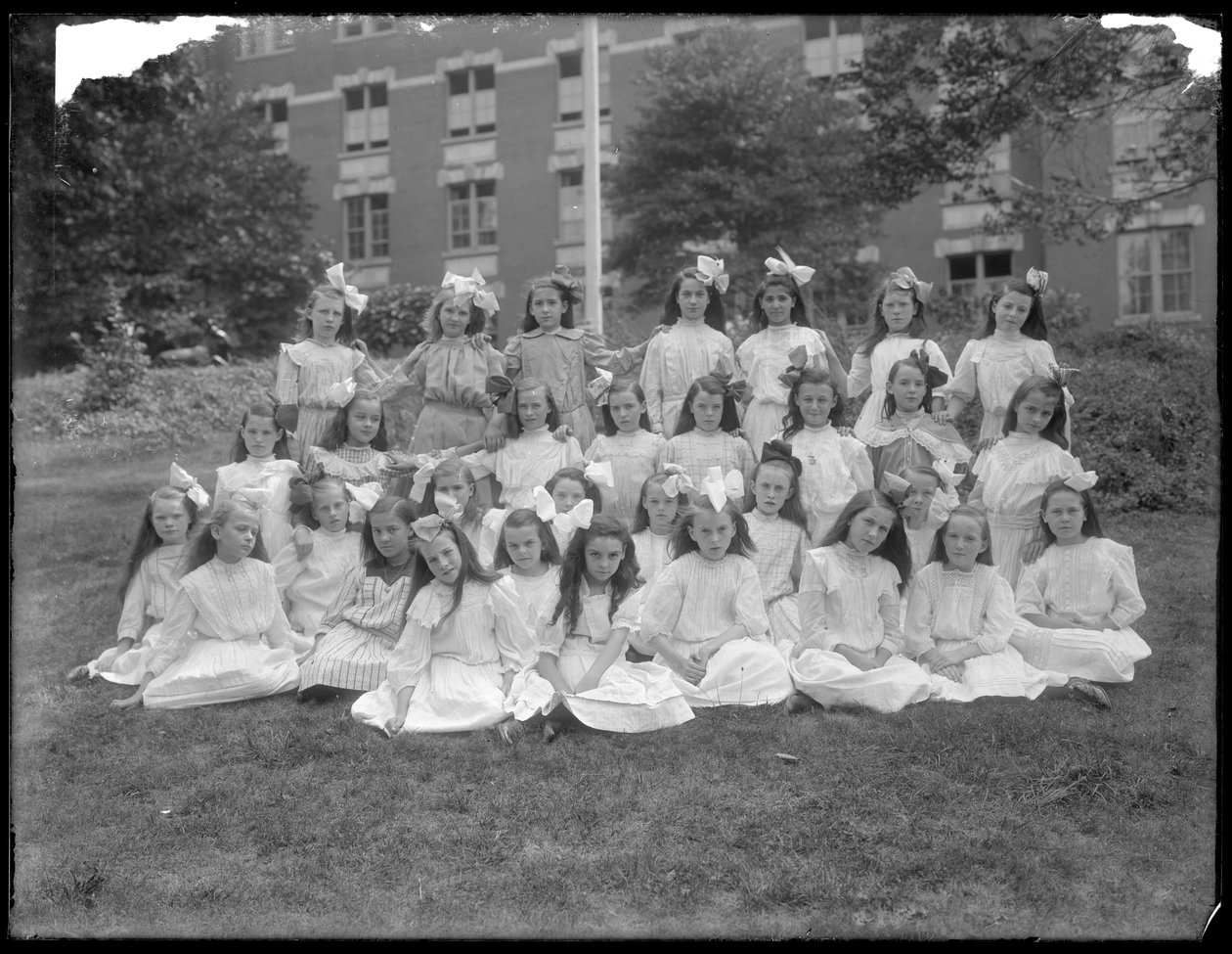Group portrait of unidentified little girls, probably the Roman Catholic Orphan Asylum, Kingsbridge, Bronx by William Davis Hassler