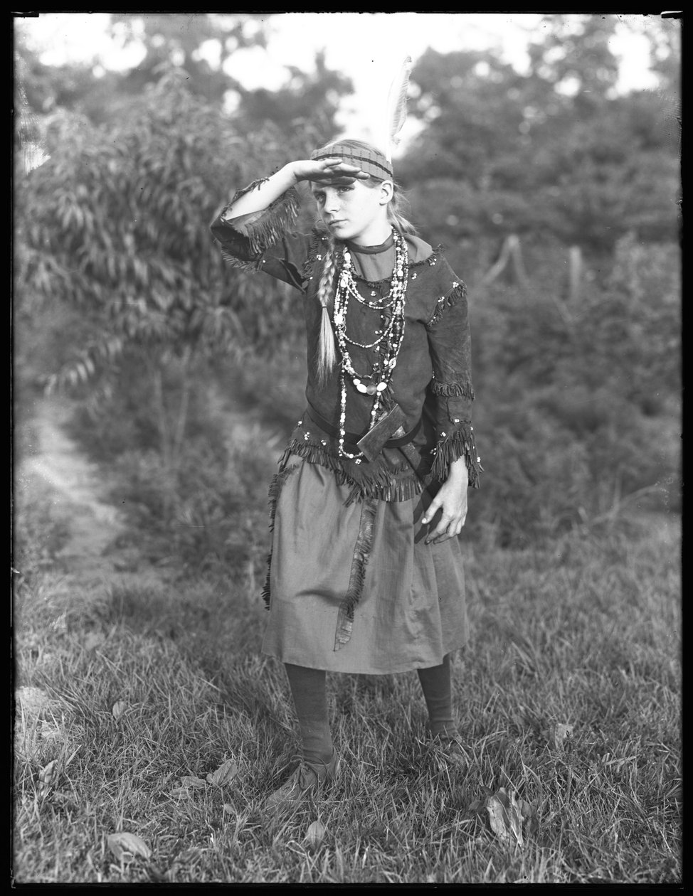 Unidentified Girl Poses in Woods in Costume by William Davis Hassler
