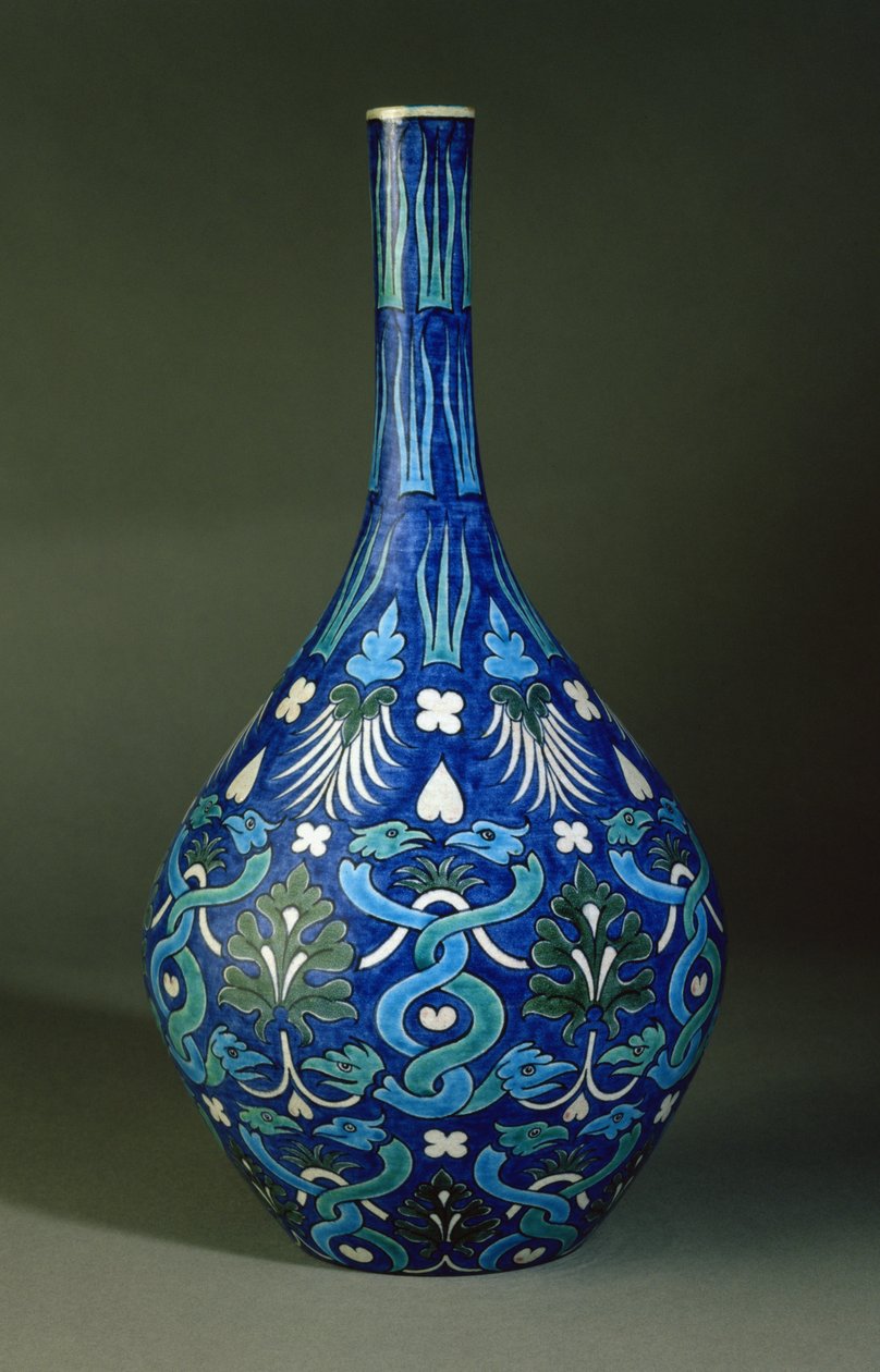 Bottle Vase, manufactured by William de Morgan & Co., decorated by James or John Hersey, Sand