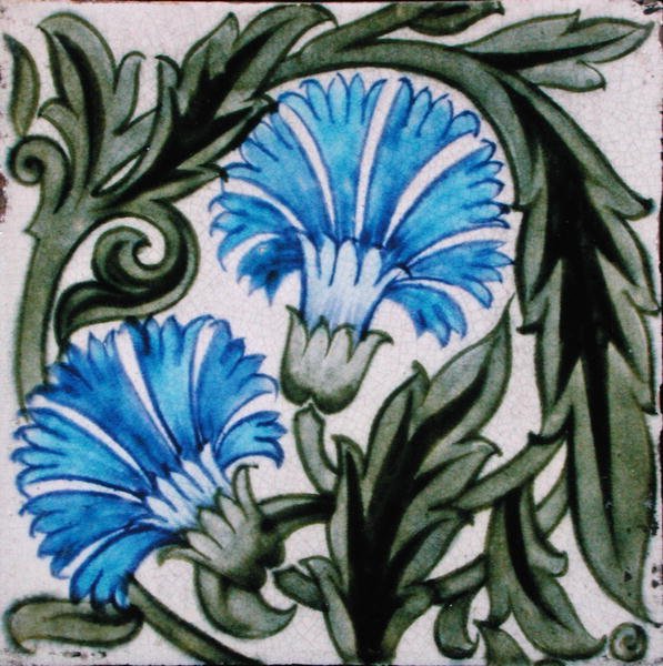 Tile with floral design by William de Morgan