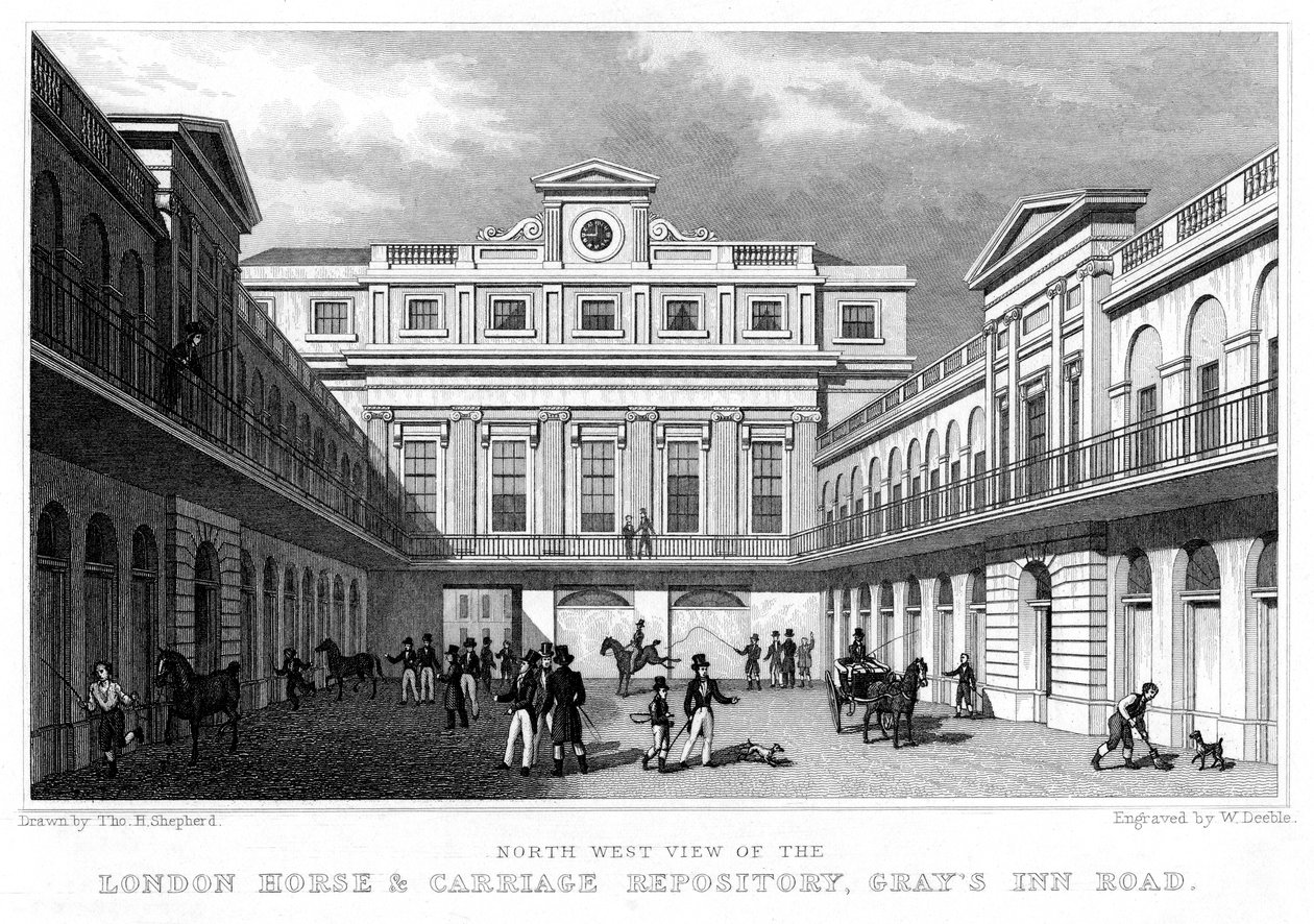 London Horse and Carriage Repository, Grays Inn Road by William Deeble