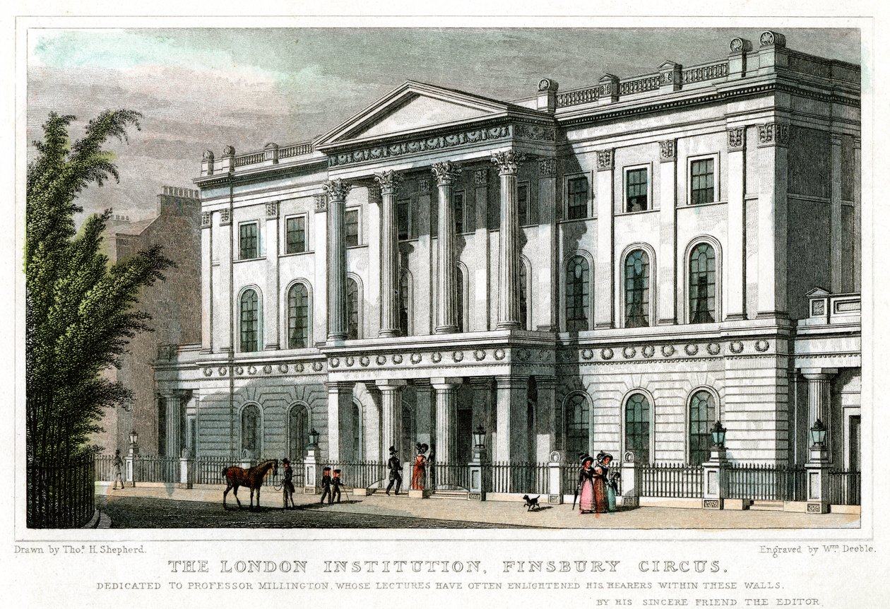 The London Institution, Finsbury Circus, London, 1827 by William Deeble