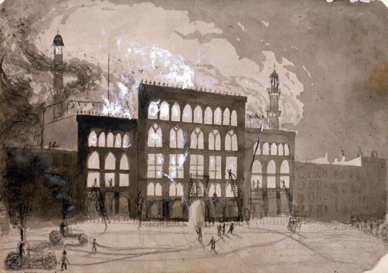 Fire at the Alhambra Theatre, Leicester Square, London by William Dickes