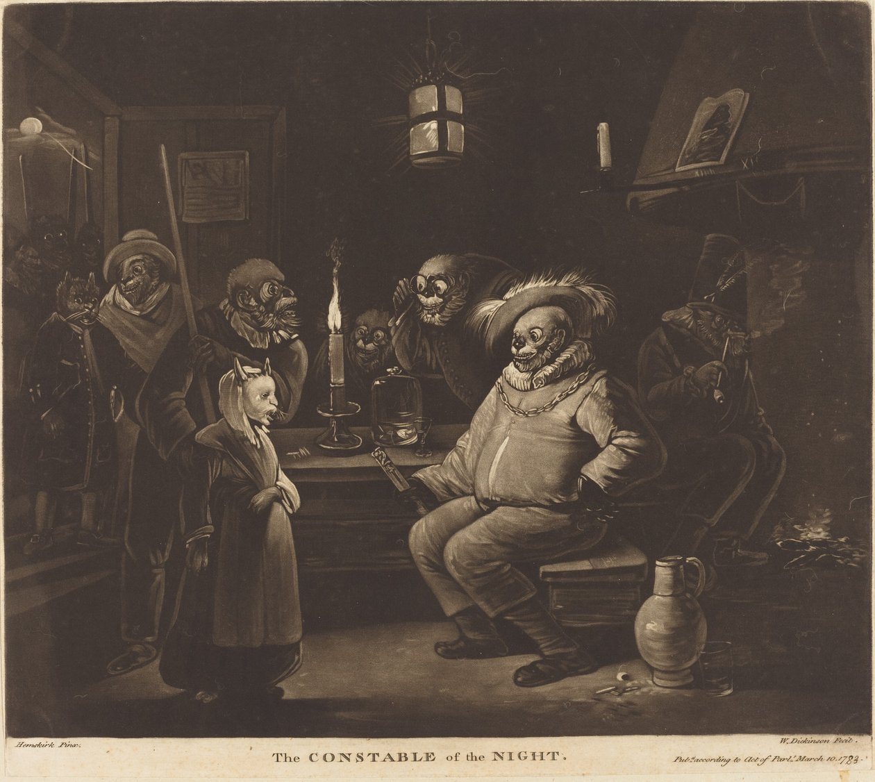 The Constable of the Night by William Dickinson after Egbert van Heemskerck