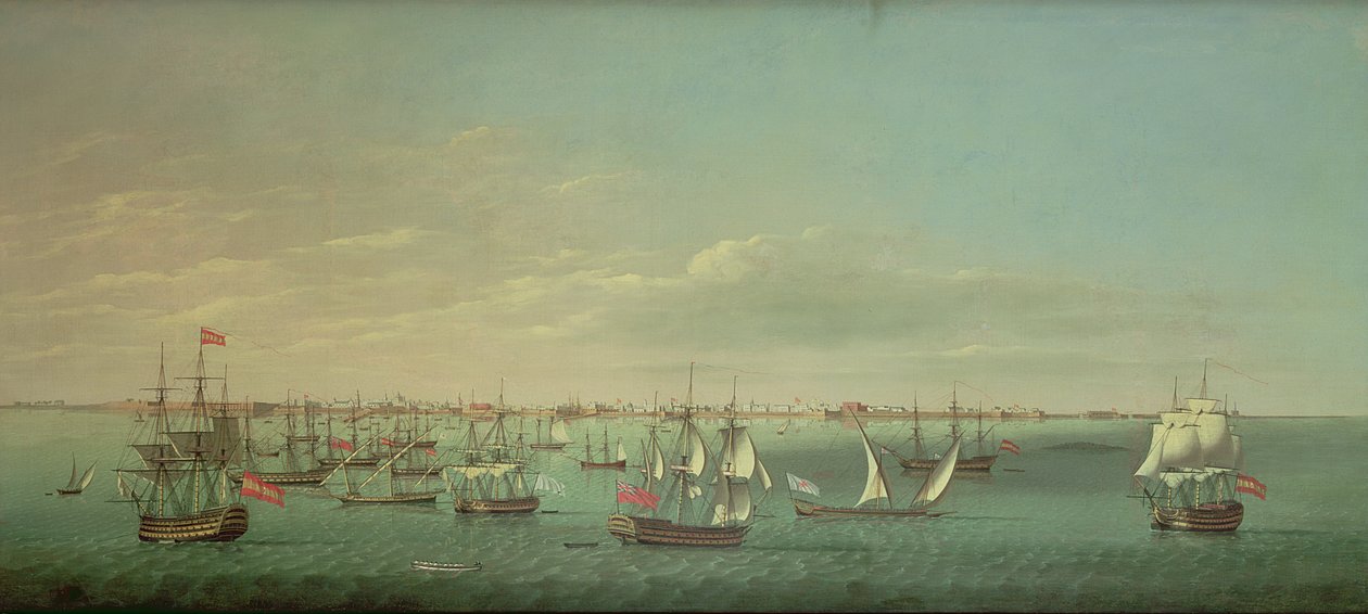 British, French, Portuguese and Spanish Merchantmen and Men of War off Cadiz by William Dixon