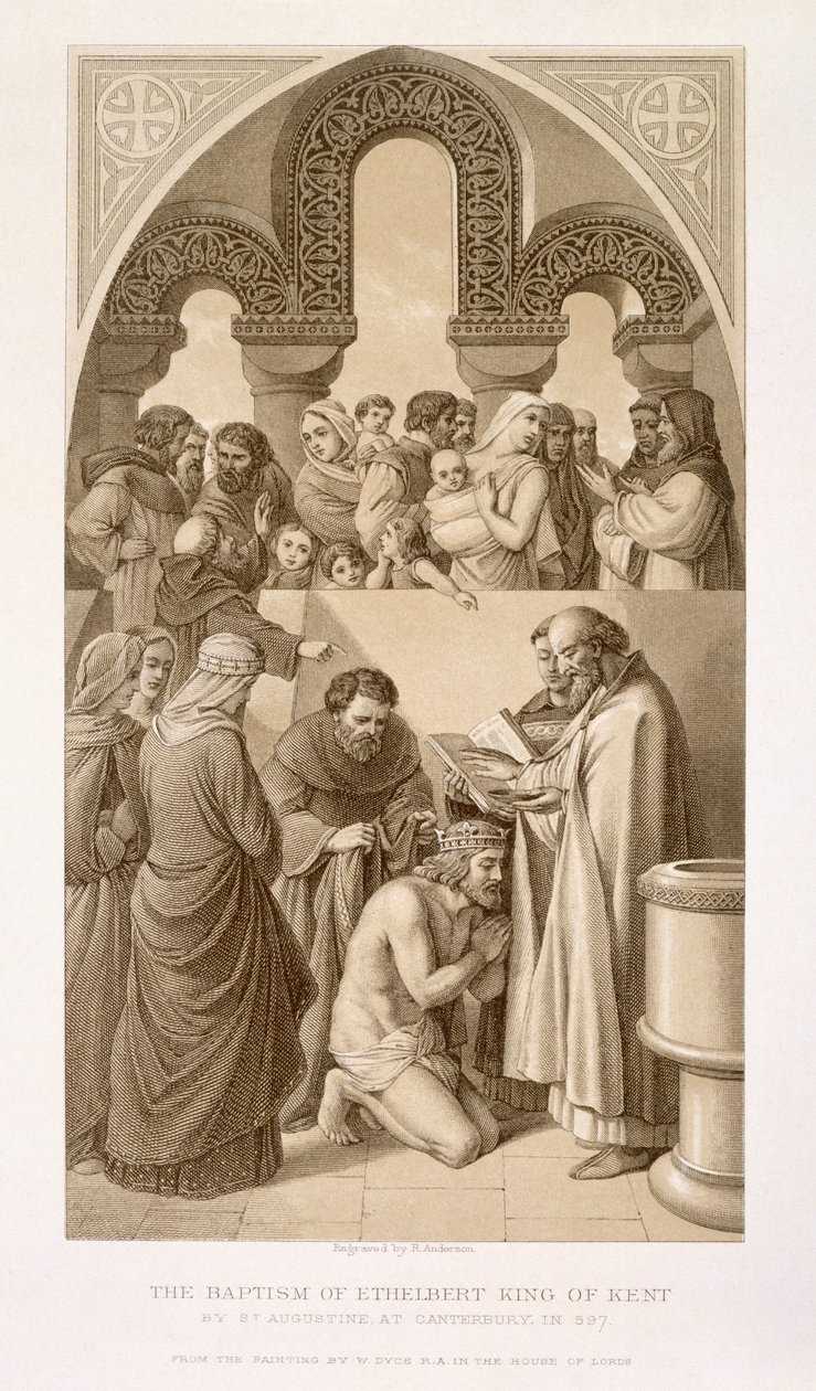 The Baptism of King Ethelbert (c.552-616) of Kent by St. Augustine at Canterbury in 597, from 