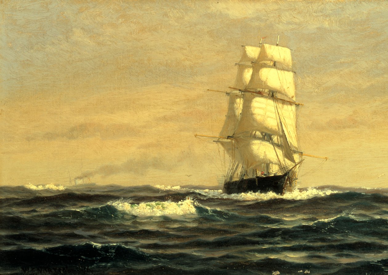 Sailing Ship--off Coast of Maine by William E. Norton