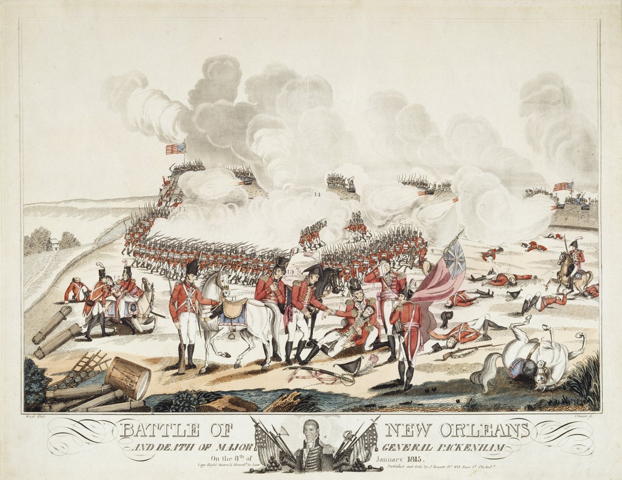 Battle of New Orleans and Death of Major General Packenham by William Edward (after) West